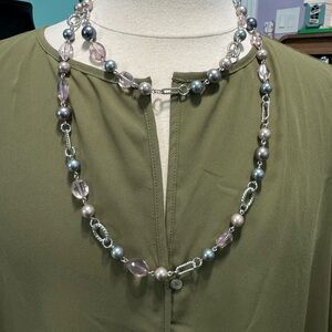 Versatile Pink and Silver Beaded Necklace